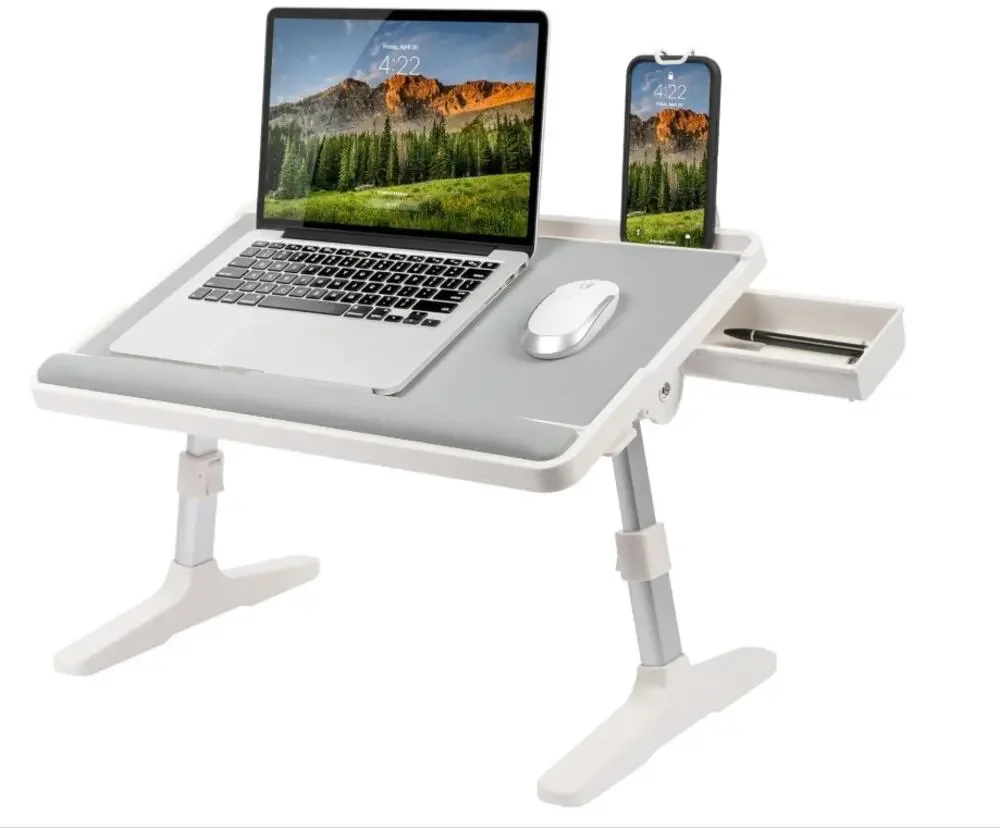 LAPGEAR Easy Tilt Adjustable Laptop Bed Desk Gray Fits Up to 17.3